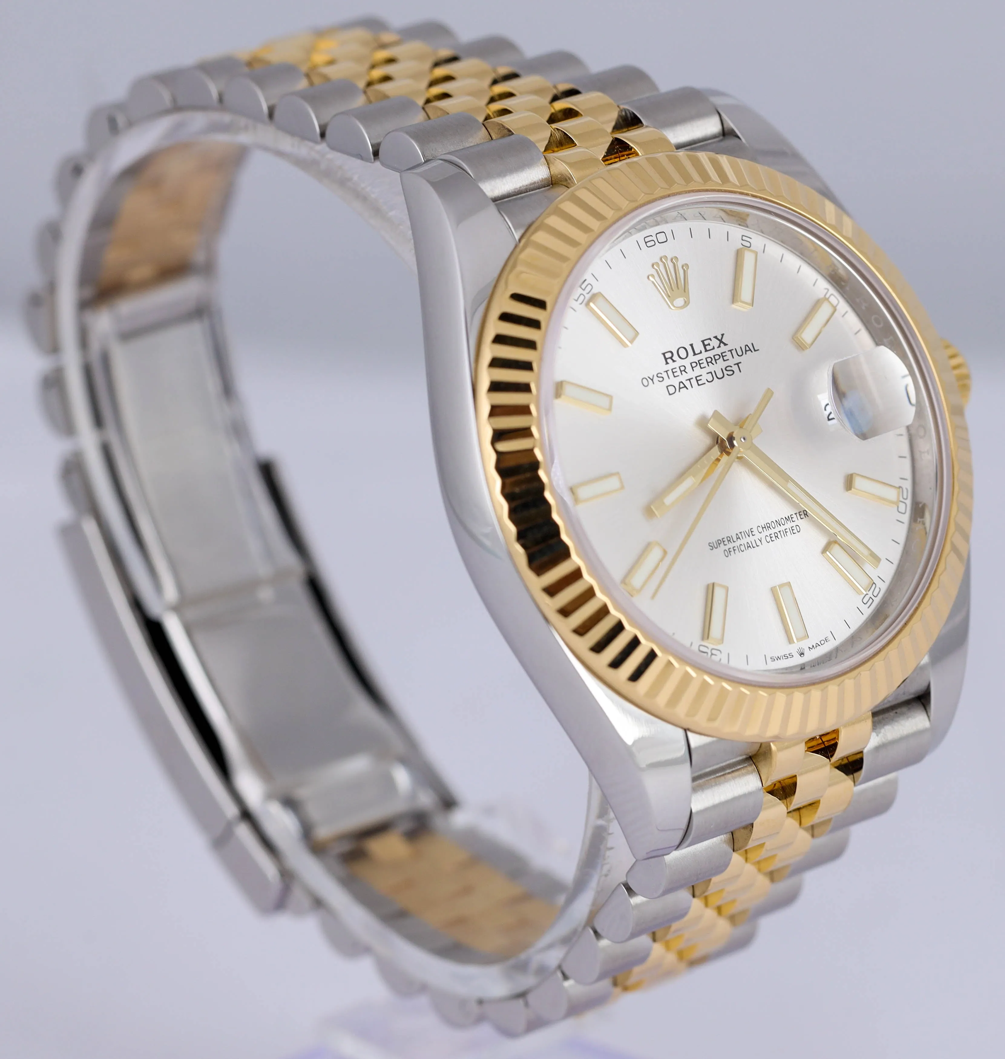 2021 Rolex Datejust 41mm Slate Jubilee Silver Stick 126333 Two-Tone Watch