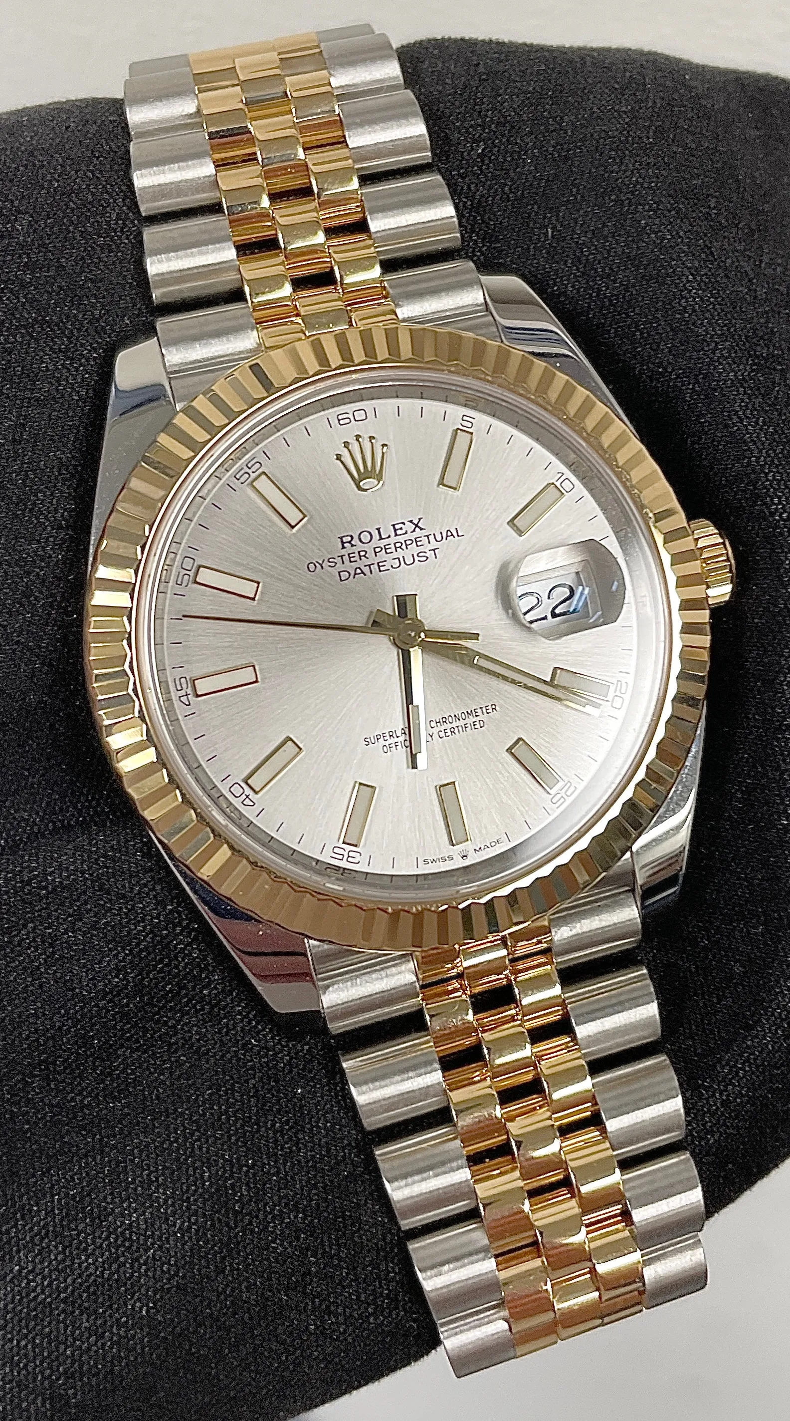 2021 Rolex Datejust 41mm Slate Jubilee Silver Stick 126333 Two-Tone Watch