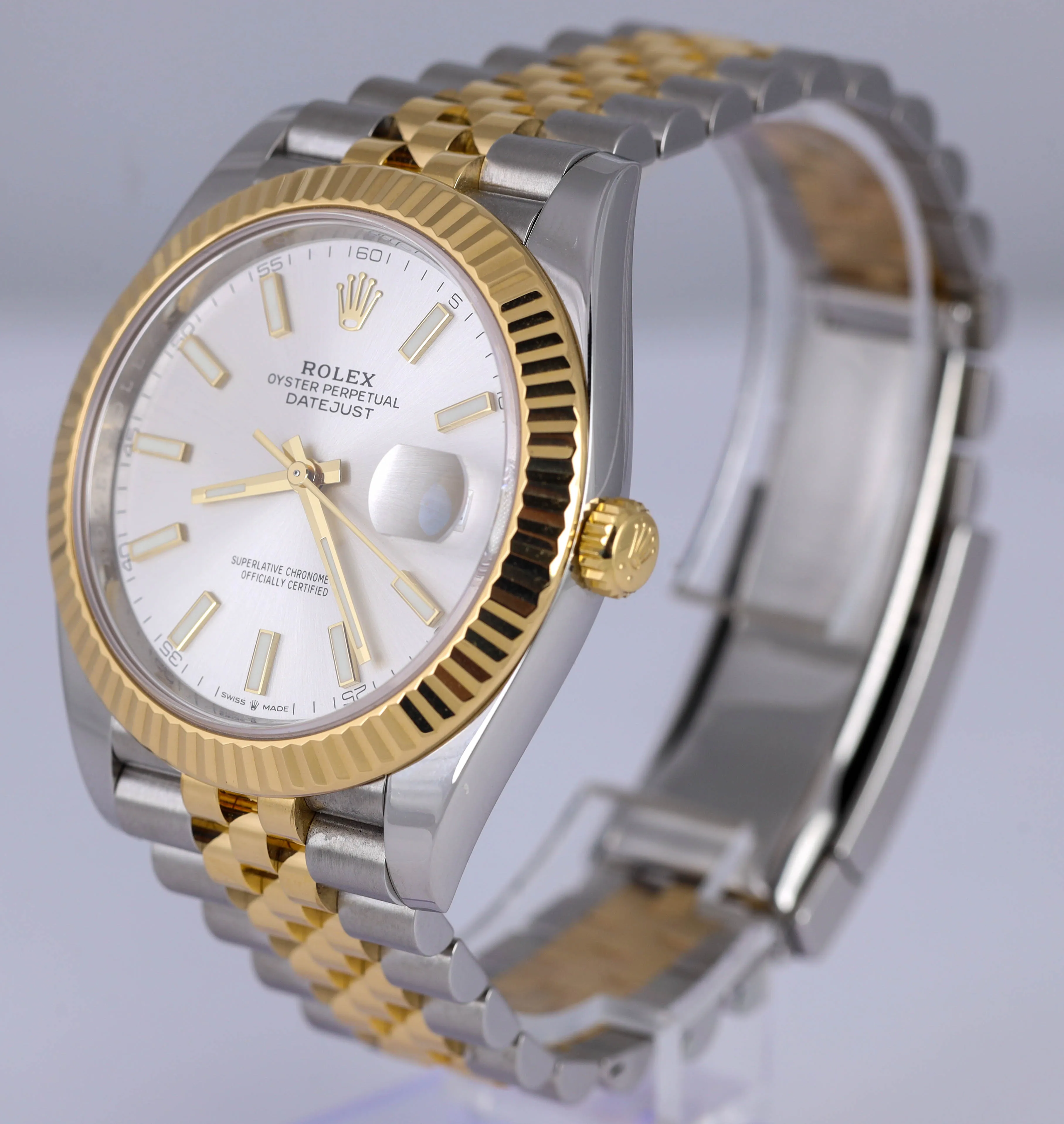 2021 Rolex Datejust 41mm Slate Jubilee Silver Stick 126333 Two-Tone Watch