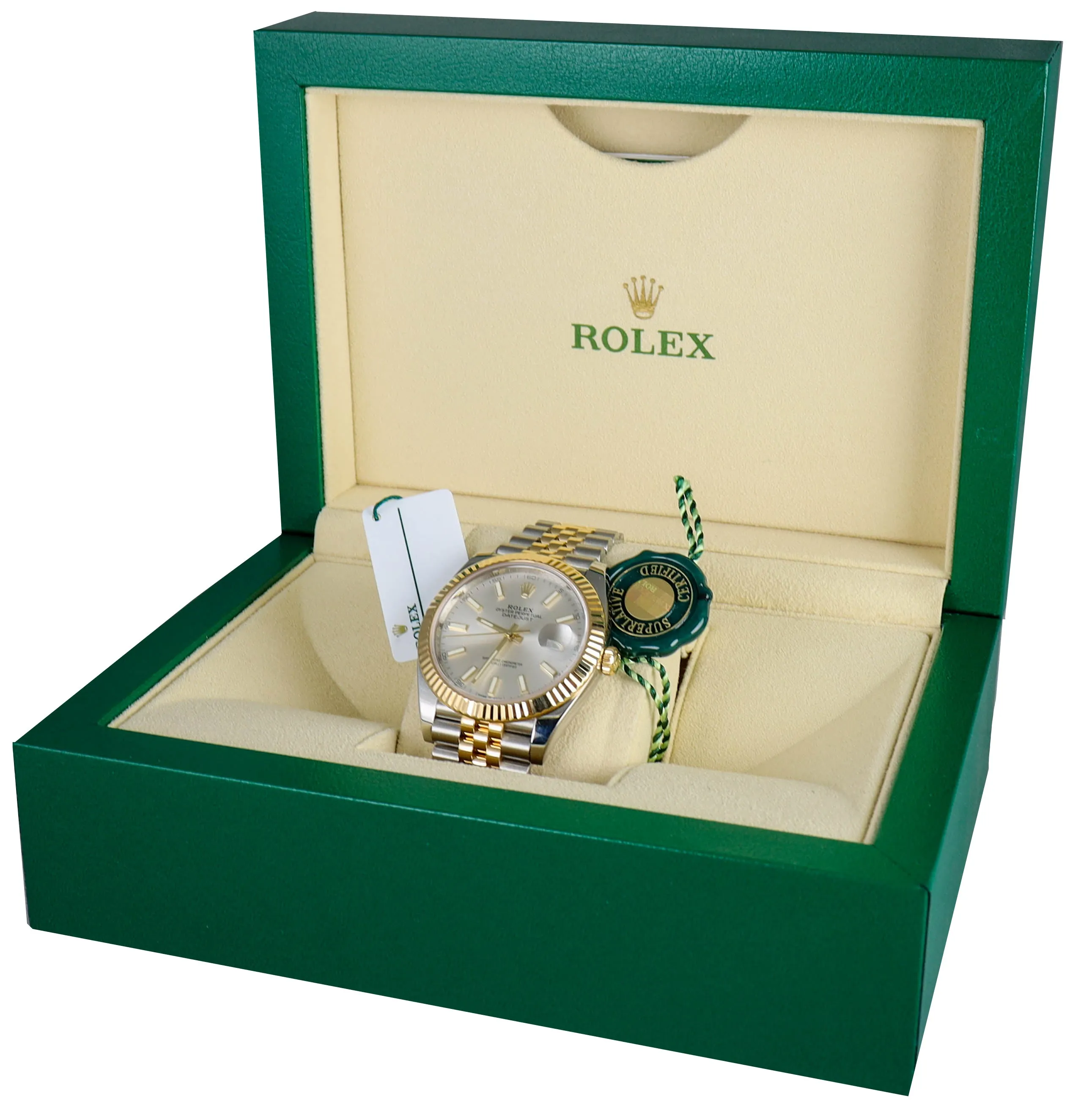 2021 Rolex Datejust 41mm Slate Jubilee Silver Stick 126333 Two-Tone Watch
