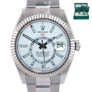 2021 Rolex Sky-Dweller Steel White Gold Fluted Bezel White 326934 42mm Watch
