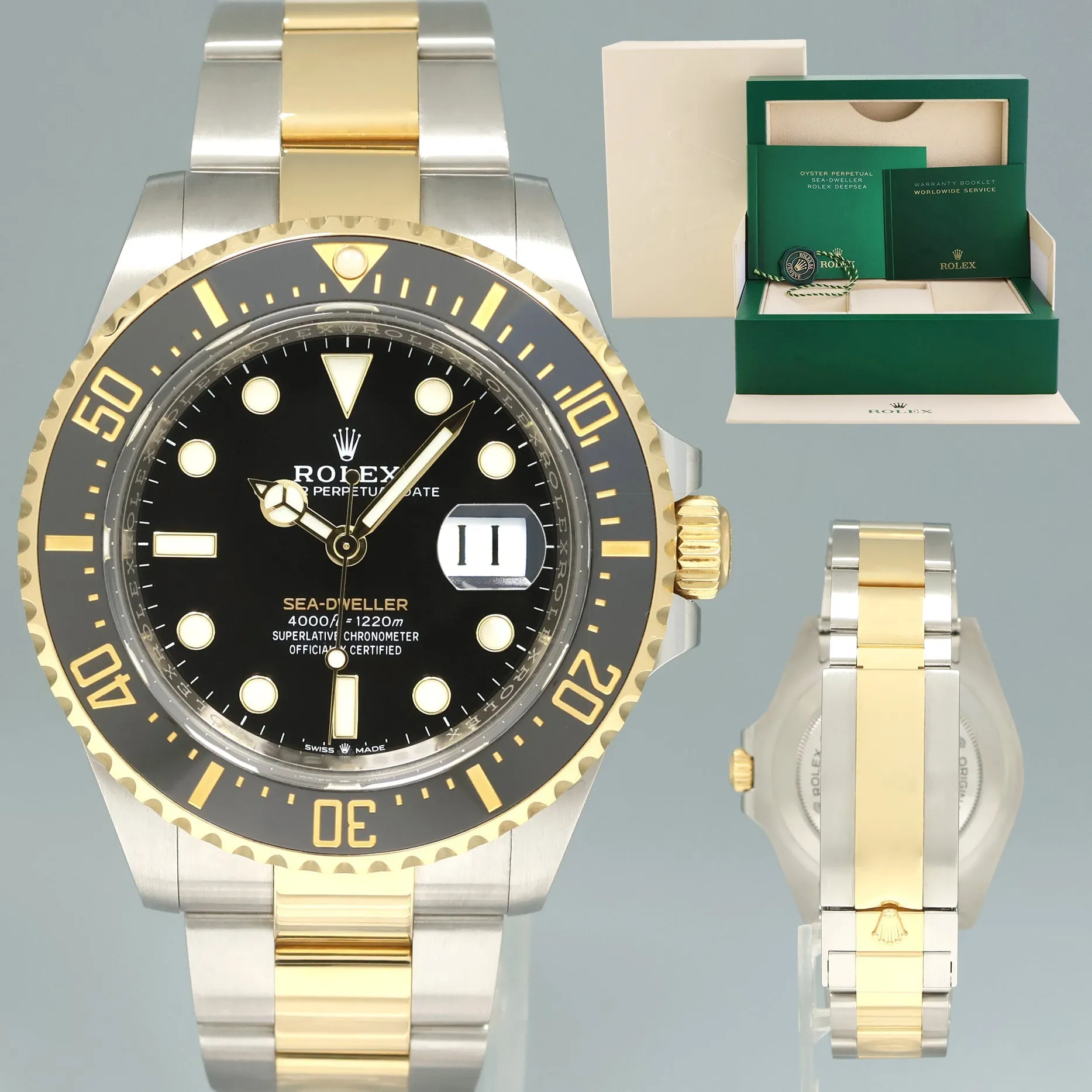 2022 MINT Rolex Sea-Dweller 43mm Two-Tone Yellow Gold 126603 Steel Black Watch