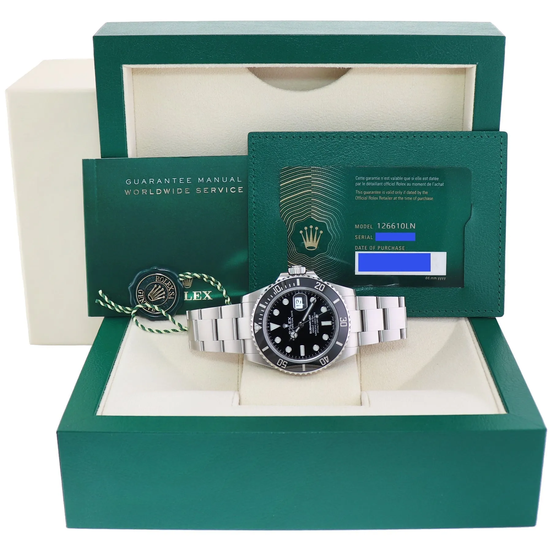 2022 NEW PAPERS Rolex Submariner 41mm Steel Black Ceramic 126610 Watch Box