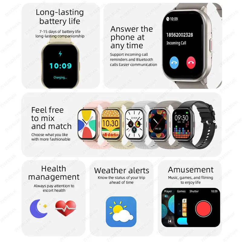 2024 New Bluetooth Call Smart Watch Women Men Heart Rate Blood Oxygen Voice Assistant 100 Sports Ladies Smartwatch For Xiaomi