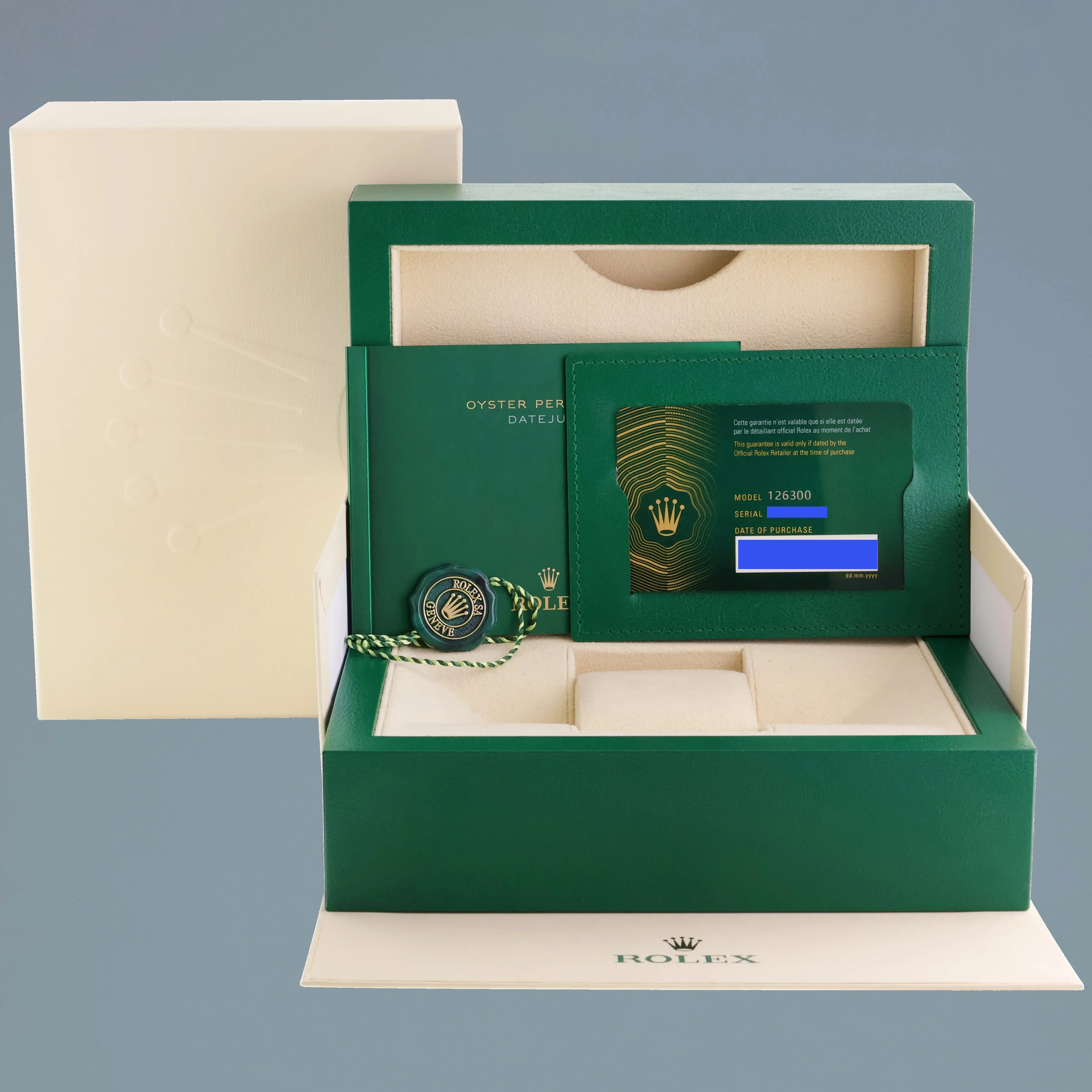 2025 NEW PAPERS Rolex DateJust 41 Steel 126300 Mint Green Oyster 41mm Watch Box