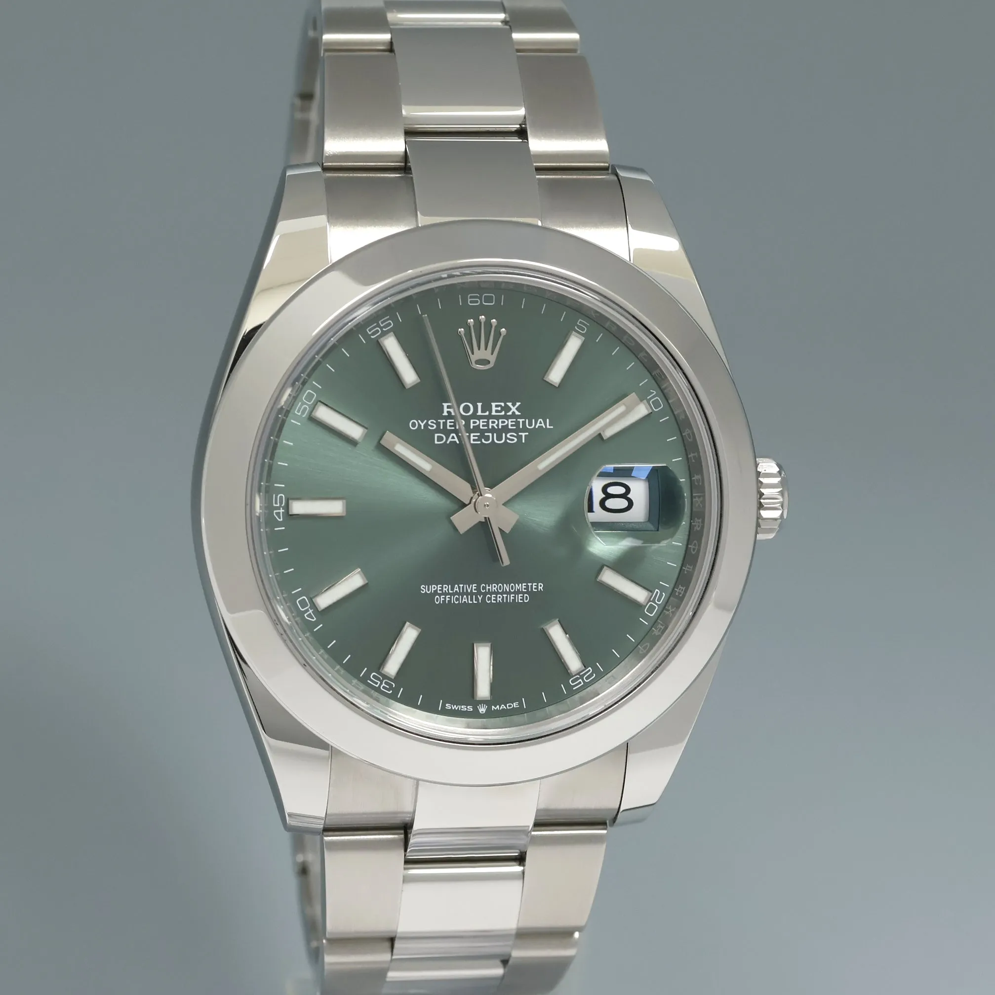 2025 NEW PAPERS Rolex DateJust 41 Steel 126300 Mint Green Oyster 41mm Watch Box