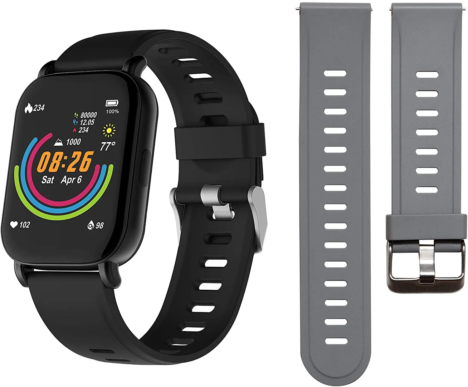 3Plus Smart Watch Built-in Fitness Tracker with Heart Rate and Blood Oxygen Monitor,Sleep Monitor Waterproof HD Color Touchscreen for Men Women Compatible with iPhone & Android Phone
