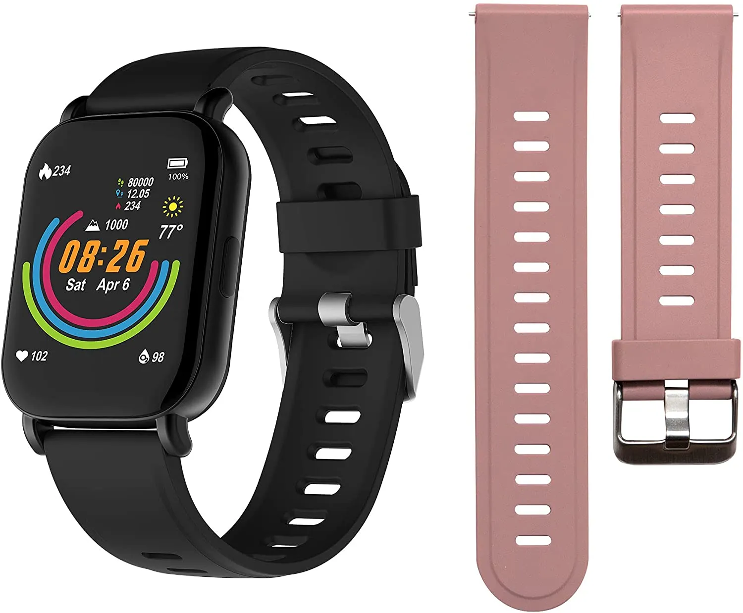 3Plus Smart Watch Built-in Fitness Tracker with Heart Rate and Blood Oxygen Monitor,Sleep Monitor Waterproof HD Color Touchscreen for Men Women Compatible with iPhone & Android Phone
