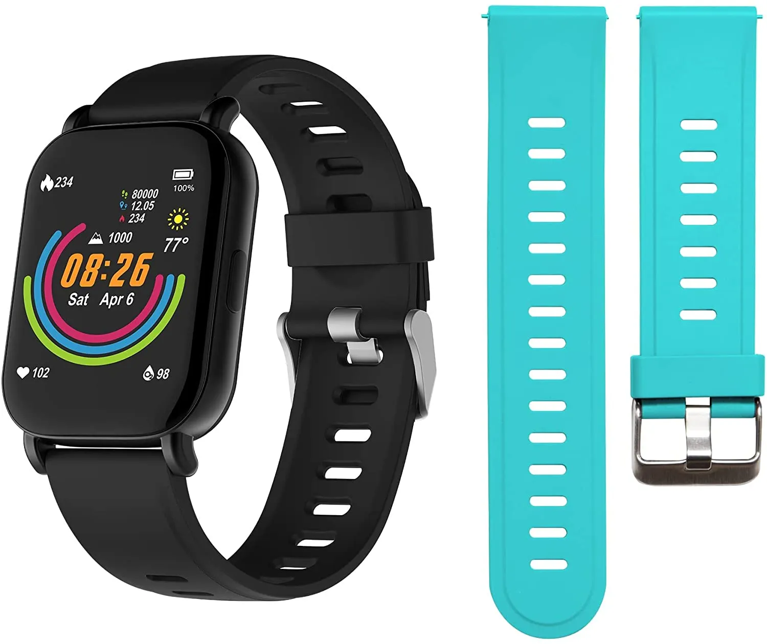 3Plus Smart Watch Built-in Fitness Tracker with Heart Rate and Blood Oxygen Monitor,Sleep Monitor Waterproof HD Color Touchscreen for Men Women Compatible with iPhone & Android Phone