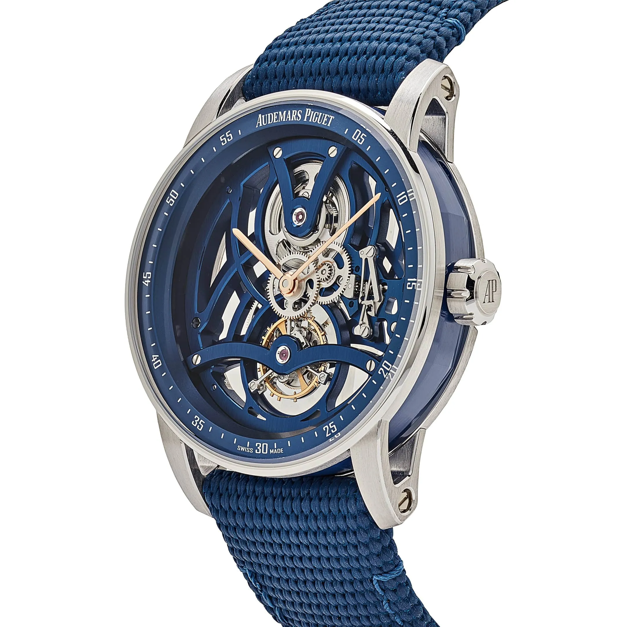 A&P Luxury Watches Code 11.59 Tourbillon Openworked 26600NB.OO.D346KB.01 White Gold Blue Ceramic Limited Edition