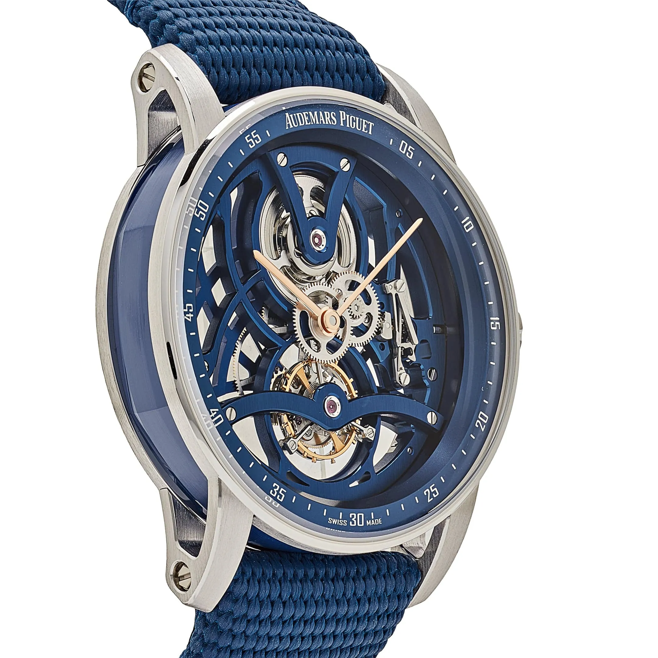 A&P Luxury Watches Code 11.59 Tourbillon Openworked 26600NB.OO.D346KB.01 White Gold Blue Ceramic Limited Edition