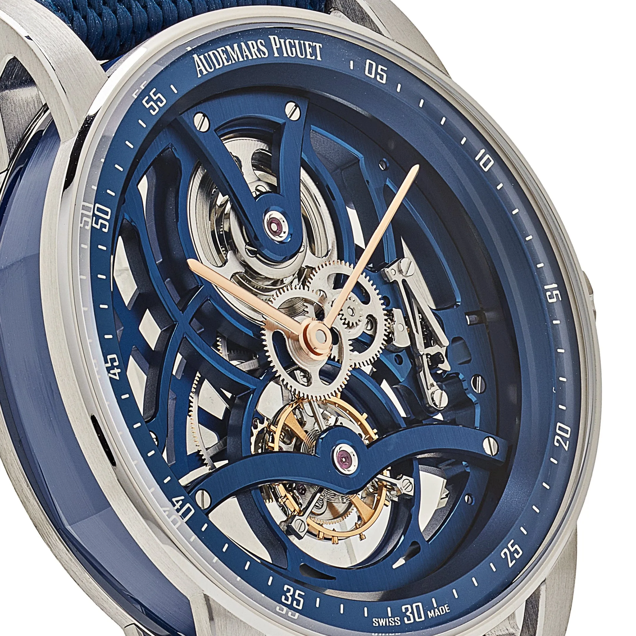 A&P Luxury Watches Code 11.59 Tourbillon Openworked 26600NB.OO.D346KB.01 White Gold Blue Ceramic Limited Edition
