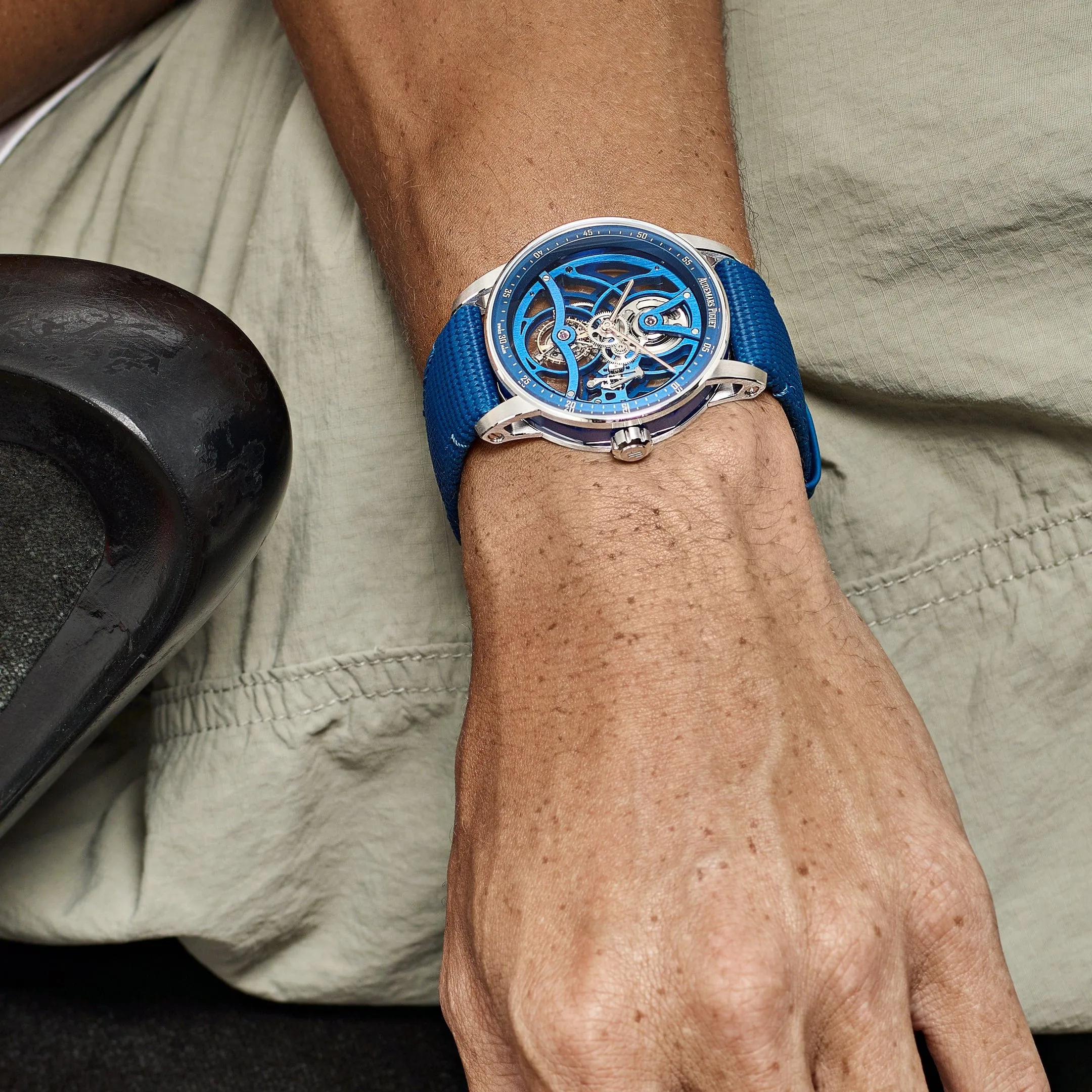 A&P Luxury Watches Code 11.59 Tourbillon Openworked 26600NB.OO.D346KB.01 White Gold Blue Ceramic Limited Edition