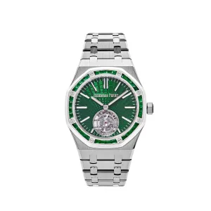 A&P Luxury Watches Royal Oak 26532IC.EE.1220TI.01 Selfwinding Flying Tourbillon Titanium White Gold Emerald Bezel Limited Edition (2024)