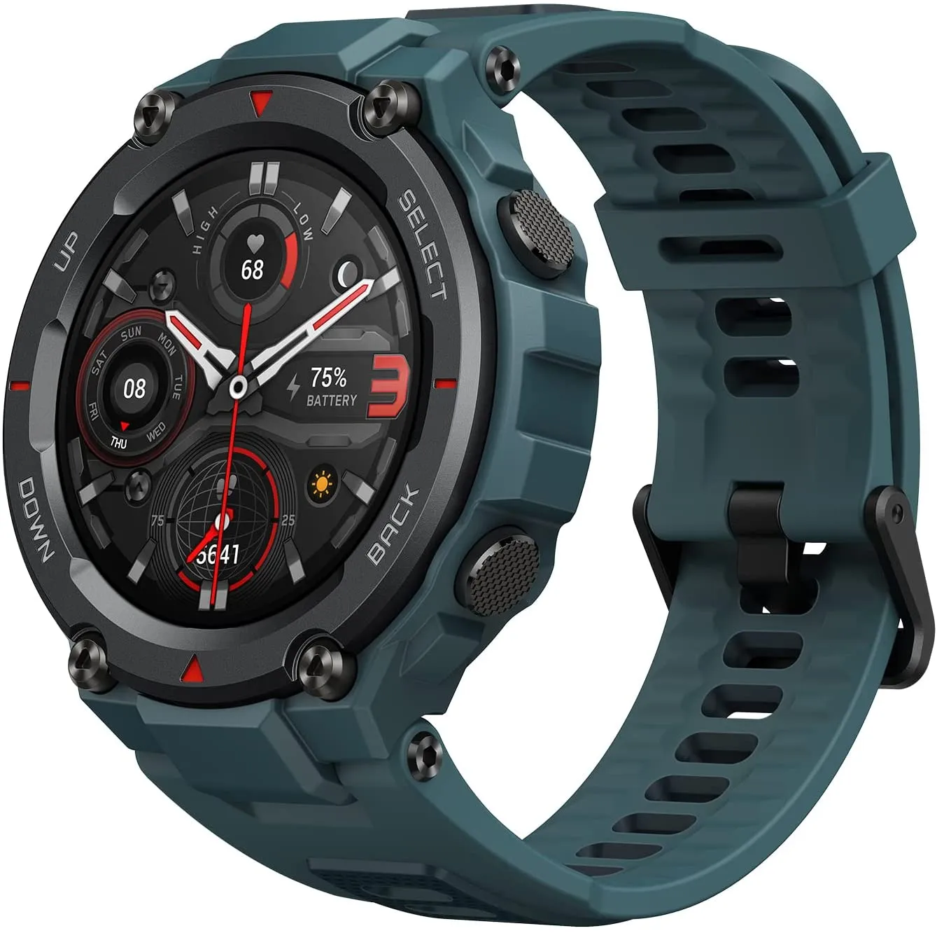Amazfit T-Rex Pro Smartwatch Fitness Watch with Built-in GPS, Military Standard Certified, 18 Day Battery Life, SpO2, Heart Rate Monitor, 100  Sports Modes, 10 ATM Waterproof, Steel Blue