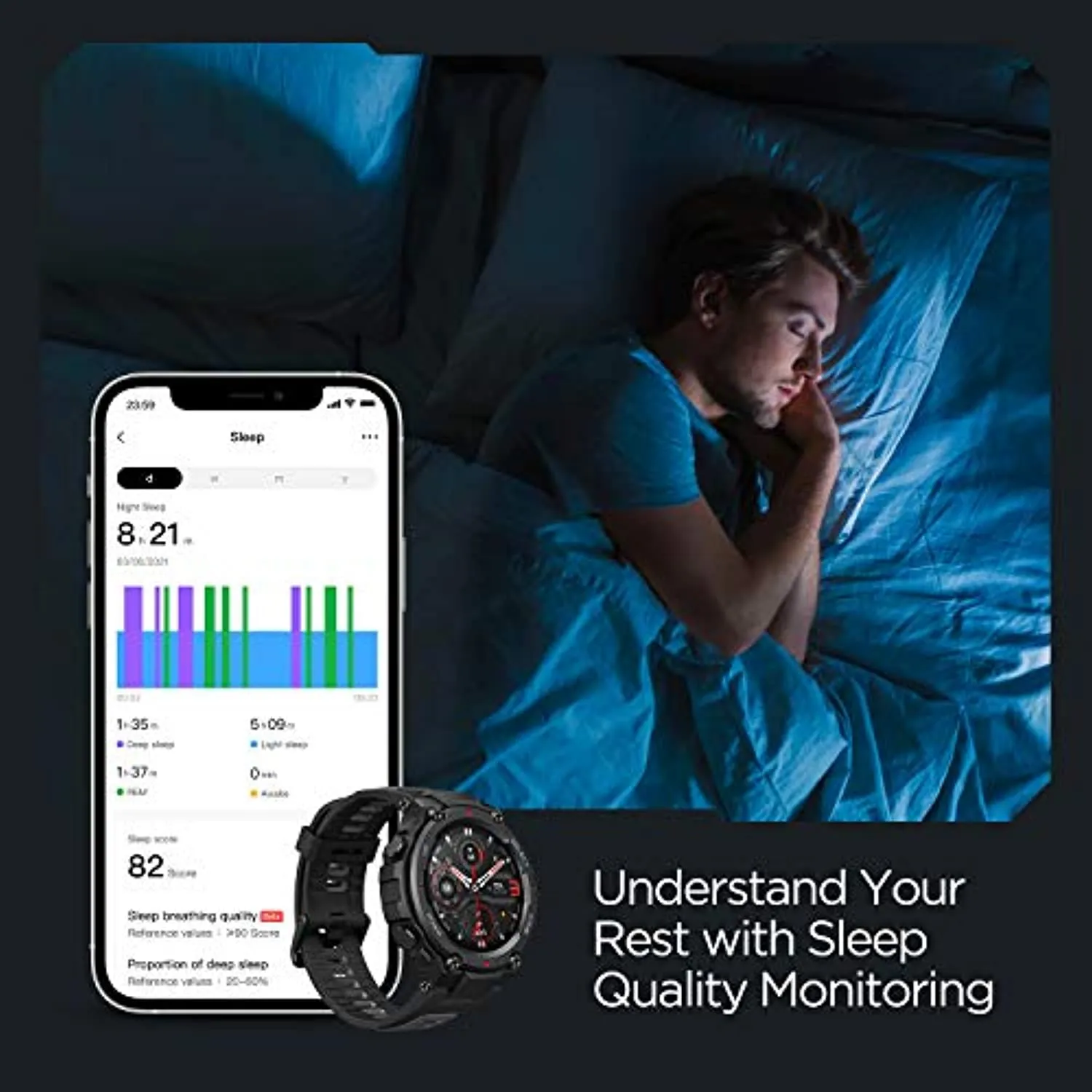Amazfit T-Rex Pro Smartwatch Fitness Watch with Built-in GPS, Military Standard Certified, 18 Day Battery Life, SpO2, Heart Rate Monitor, 100  Sports Modes, 10 ATM Waterproof, Steel Blue