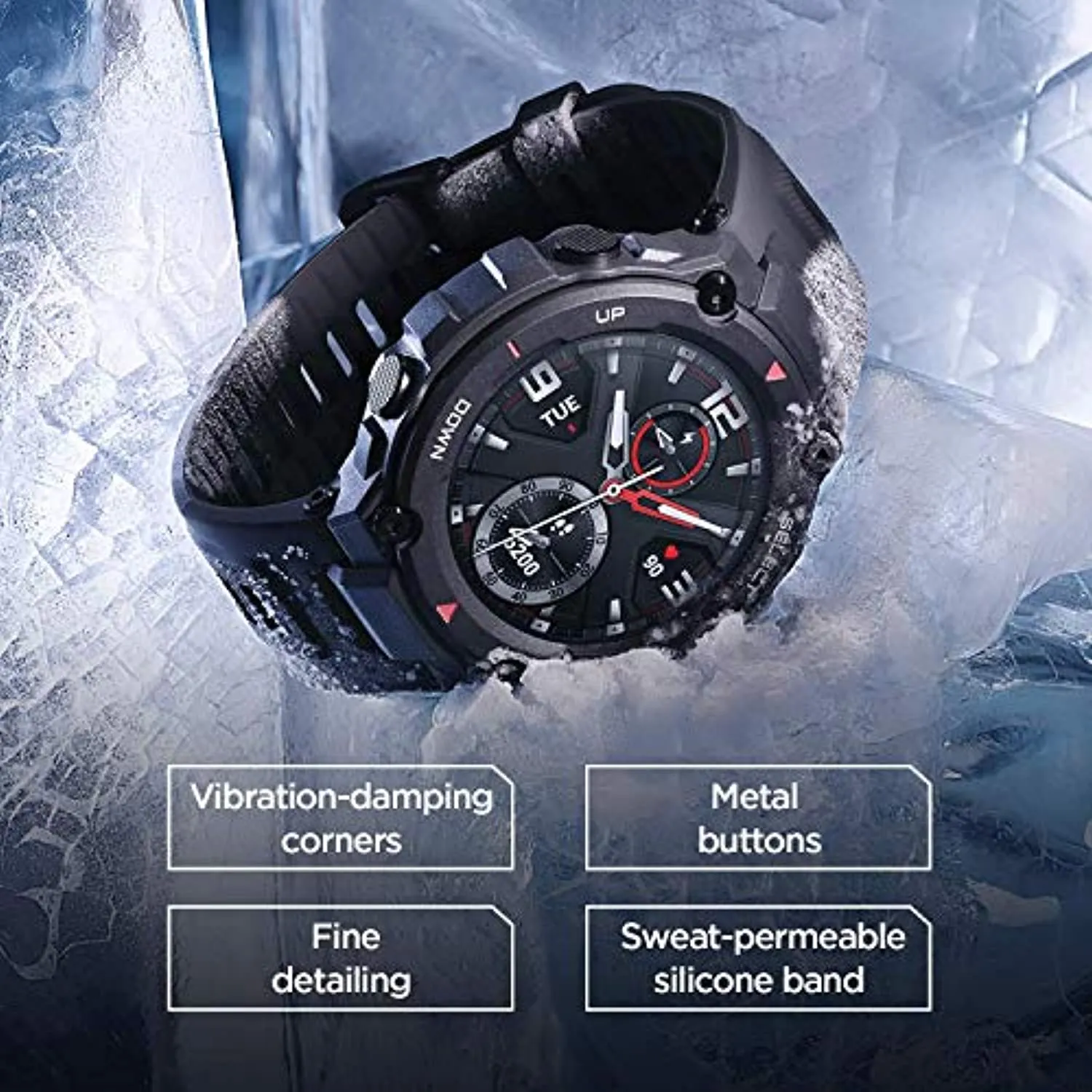 Amazfit T-Rex Smart Watch with GPS, Military Outdoor Sports Watch for Men,20-Day Battery Life, 1.3'' AMOLED Display,5 ATM Water Resistant, 14-Sports Modes, Heart Rate Sleep Monitor, Army Green
