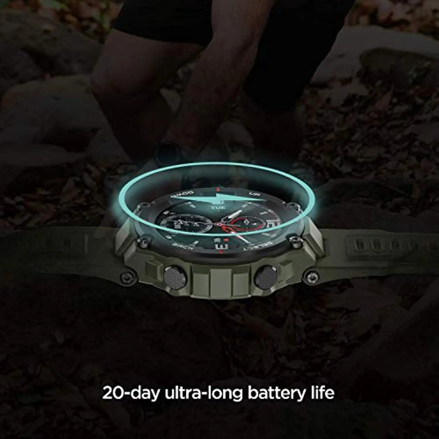Amazfit T-Rex Smart Watch with GPS, Military Outdoor Sports Watch for Men,20-Day Battery Life, 1.3'' AMOLED Display,5 ATM Water Resistant, 14-Sports Modes, Heart Rate Sleep Monitor, Army Green