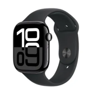 Apple Watch Series 10 GPS 46mm Jet Black Aluminium Case with Black Sport Band - S/M