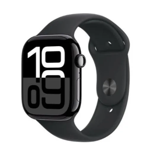 Apple Watch Series 10 GPS 46mm Jet Black Aluminium Case with Black Sport Band - S/M