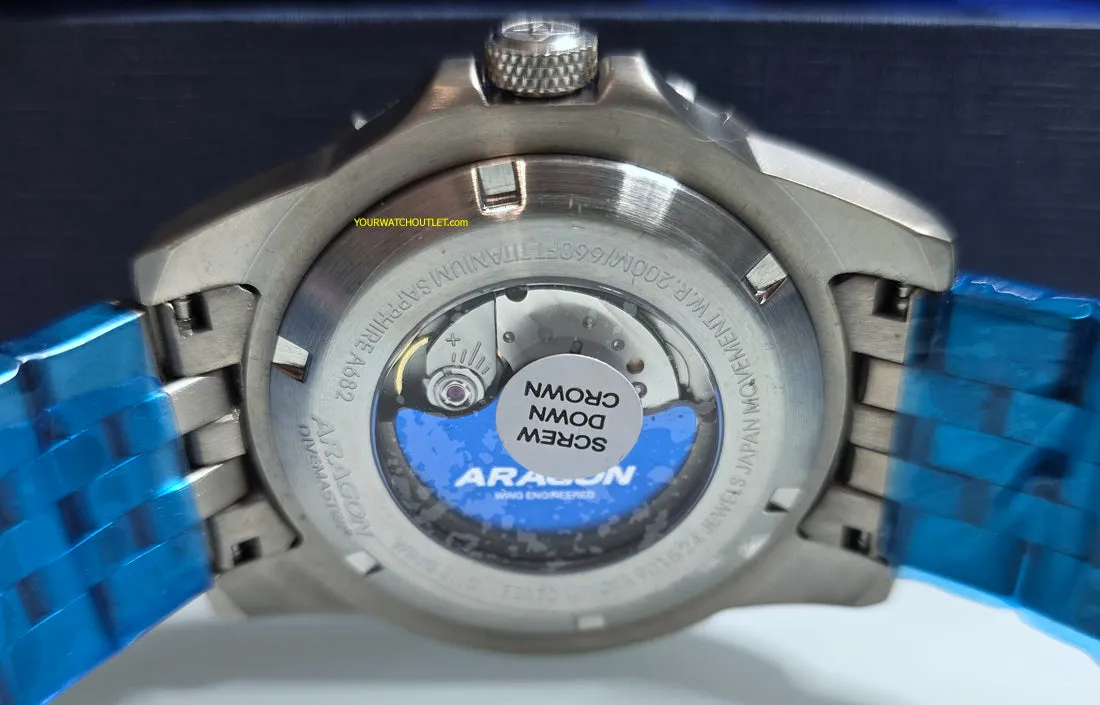 ARAGON Automatic Titanium 45mm Teal DiveMaster Sapphire Crystal Ceramic Bezel Inlay A682TEA