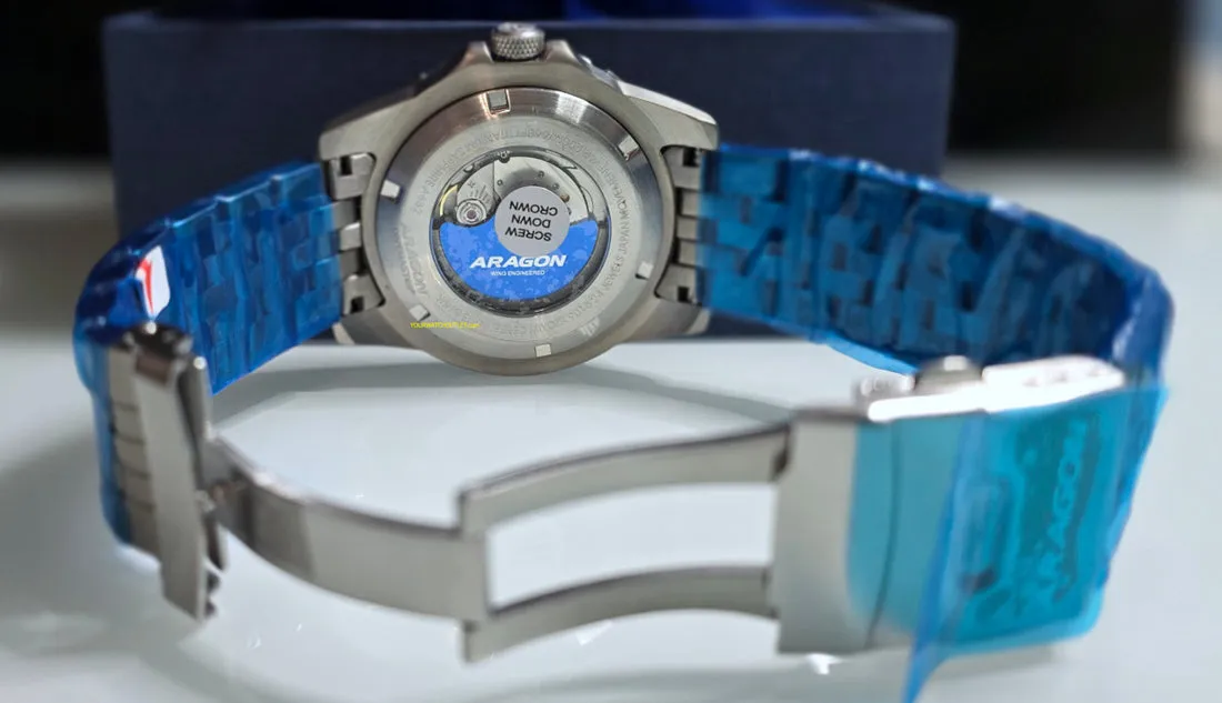 ARAGON Automatic Titanium 45mm Teal DiveMaster Sapphire Crystal Ceramic Bezel Inlay A682TEA
