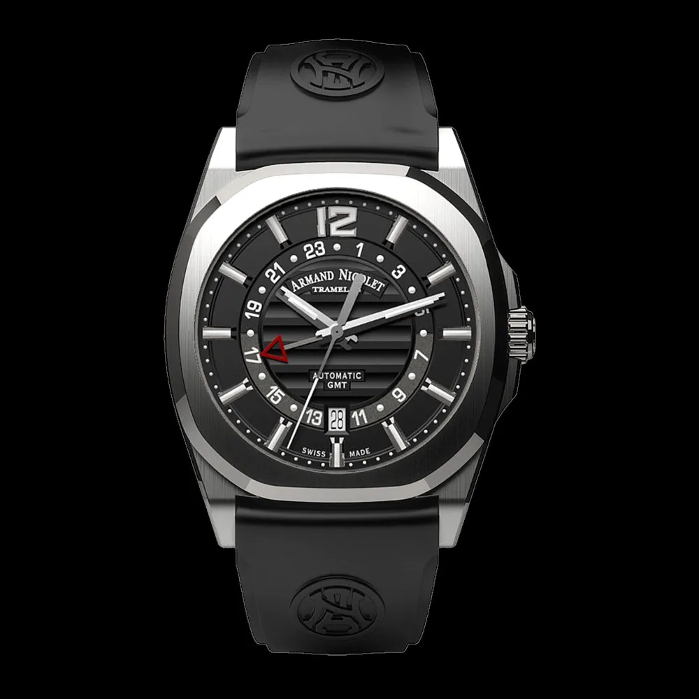 ARMAND NICOLET J09-3 MEN'S AUTOMATIC BLACK STRAP BLACK DIAL WATCH