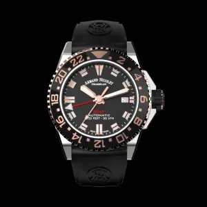 ARMAND NICOLET JS9-41 MEN'S AUTOMATIC BLACK STRAP BLACK DIAL WATCH
