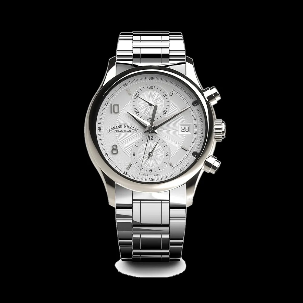 ARMAND NICOLET M02-4 MEN'S AUTOMATIC STEEL BRACELET SILVER DIAL WATCH