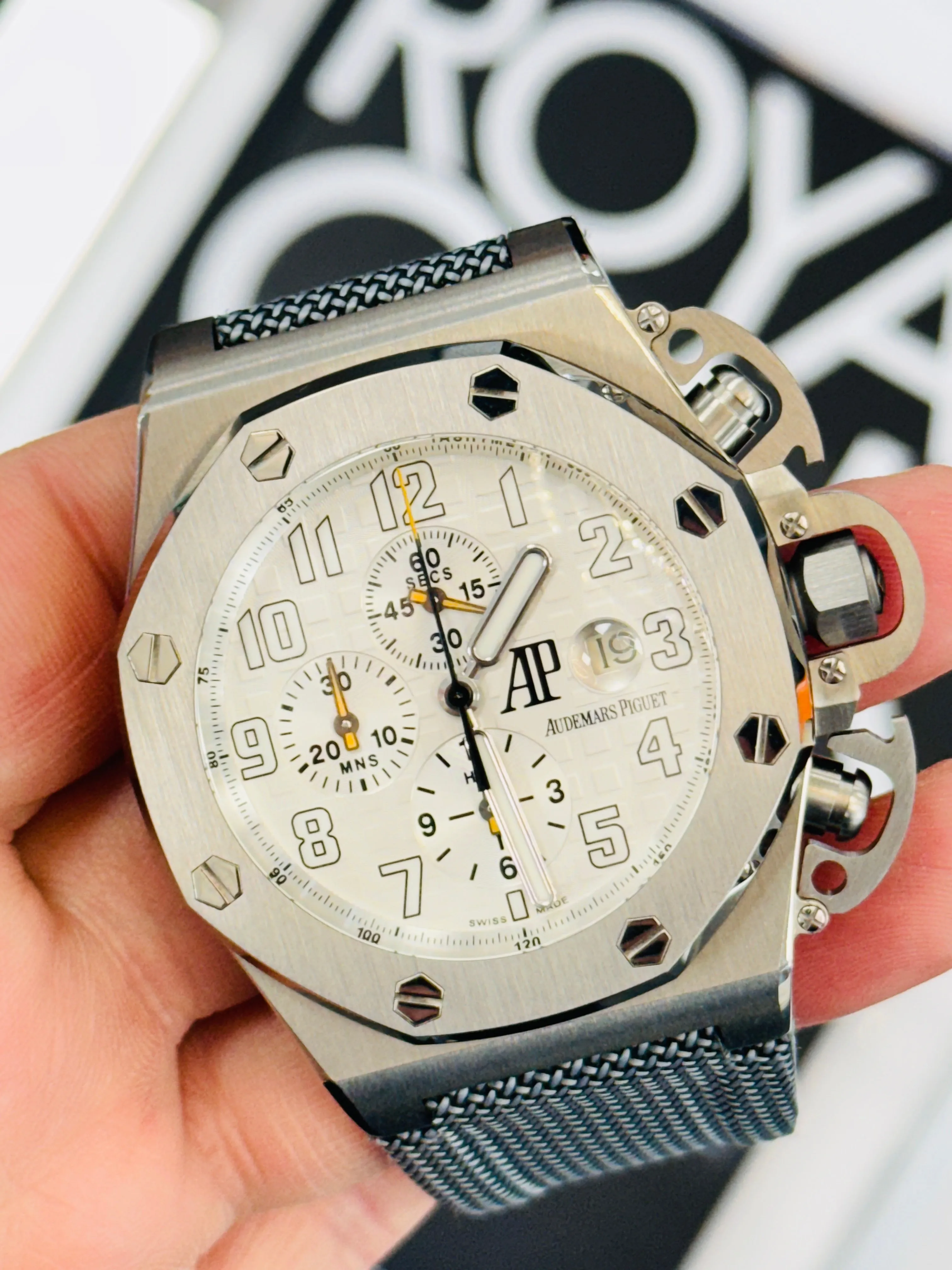 Audemars Piguet Royal Oak Offshore Chronograph Titanium 48mm 25863TI.OO.A08CU.01 “T3 Terminator” Service Box & Service Card PreOwned