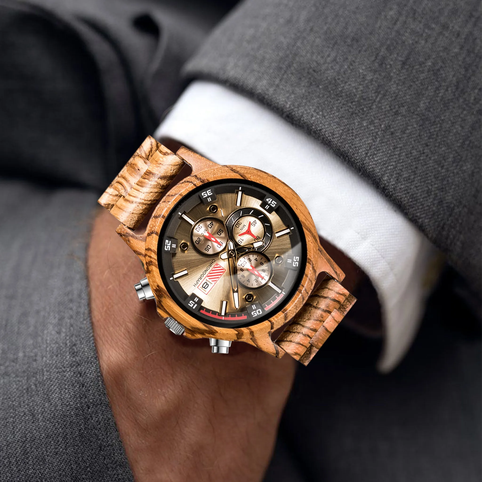 AUREO - Men Wood Watch Chronograph