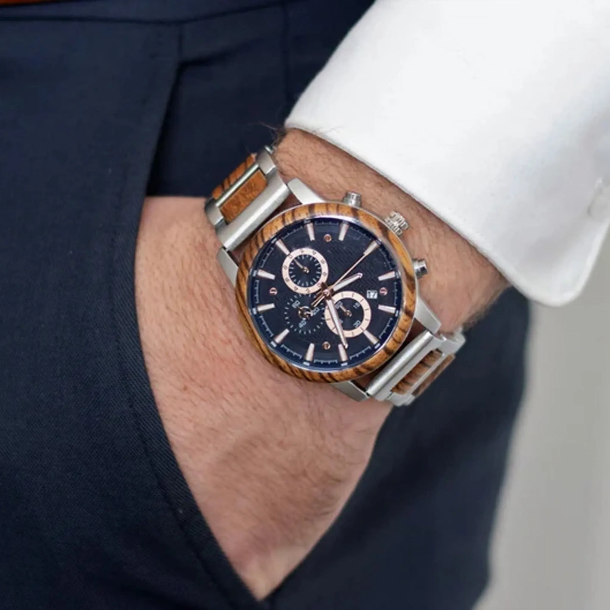 AZURION - Men Wood Watch Chronograph