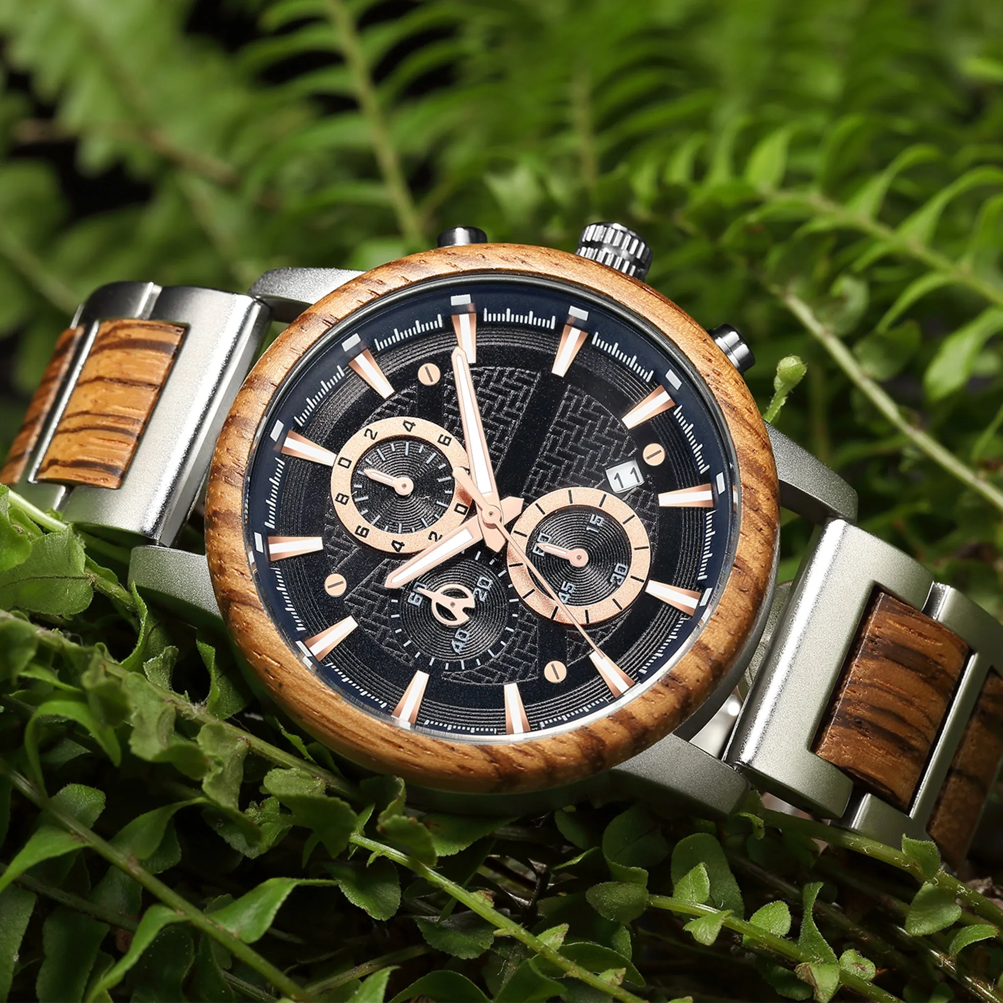 AZURION - Men Wood Watch Chronograph
