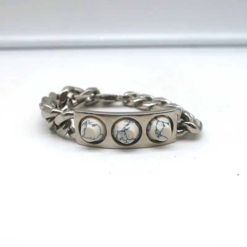 Balenciaga Studded Chain Link ID Bracelet Silver/Marble