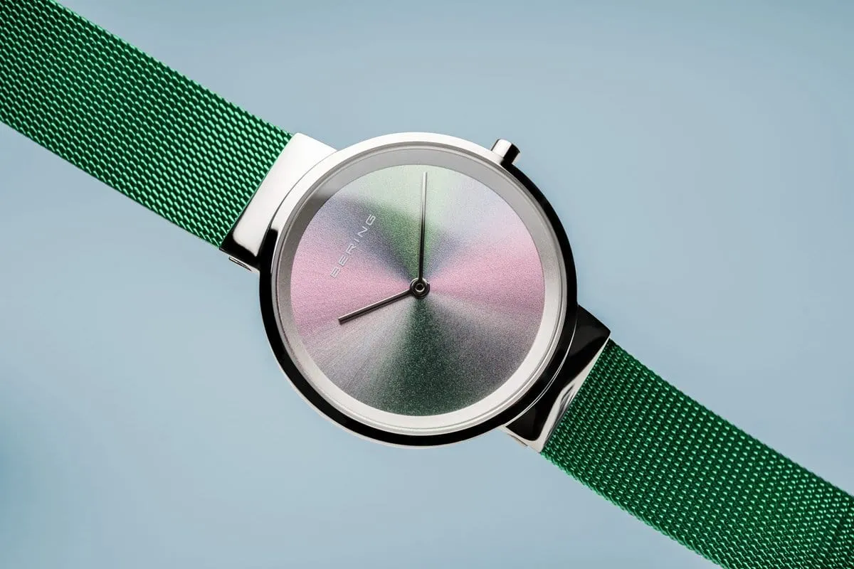 BERING Anniversary 31mm Multicolor Dial Green Mesh Band Women's Watch 10X31-Anniversary1