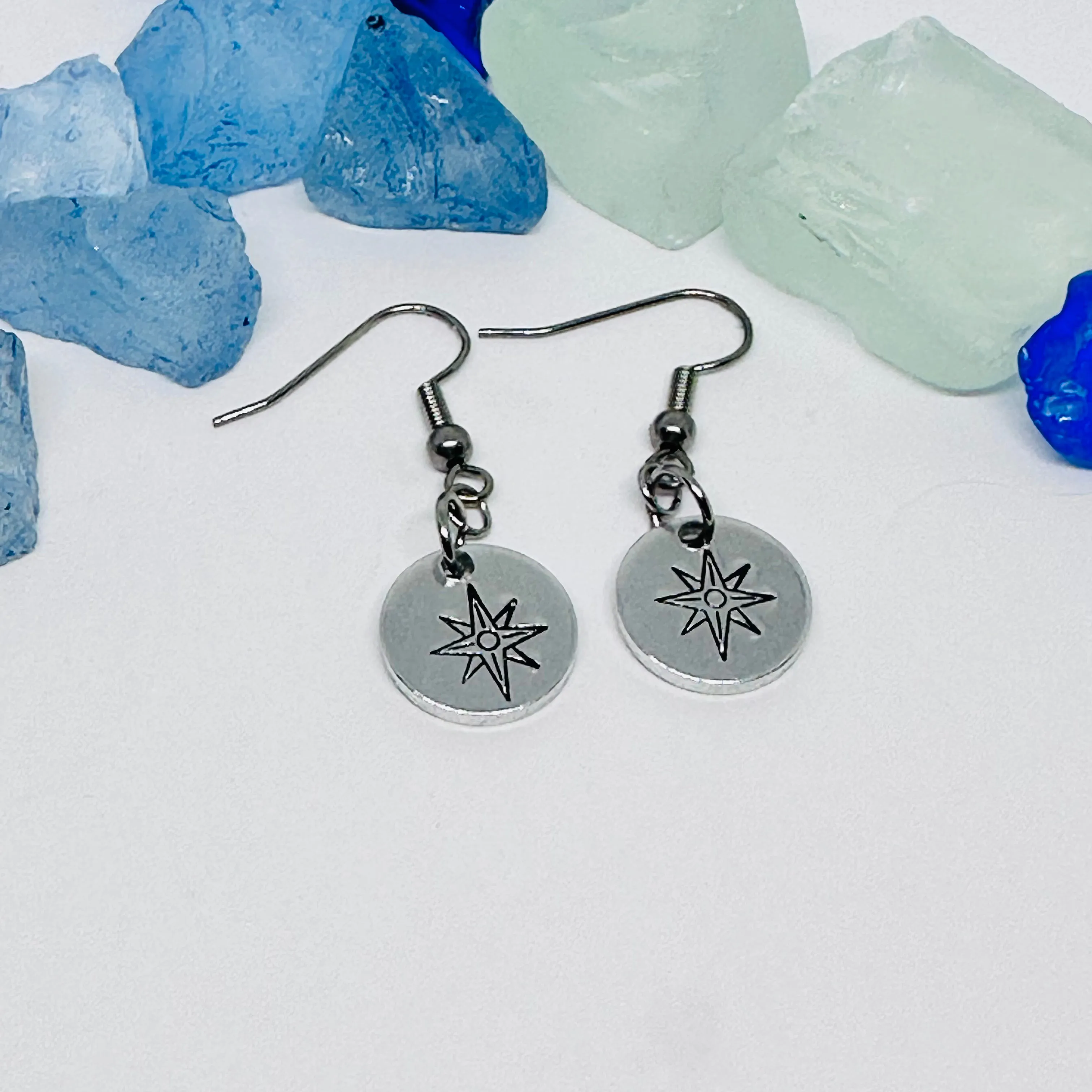 Bethlehem Star Compass - Hand Stamped Earrings