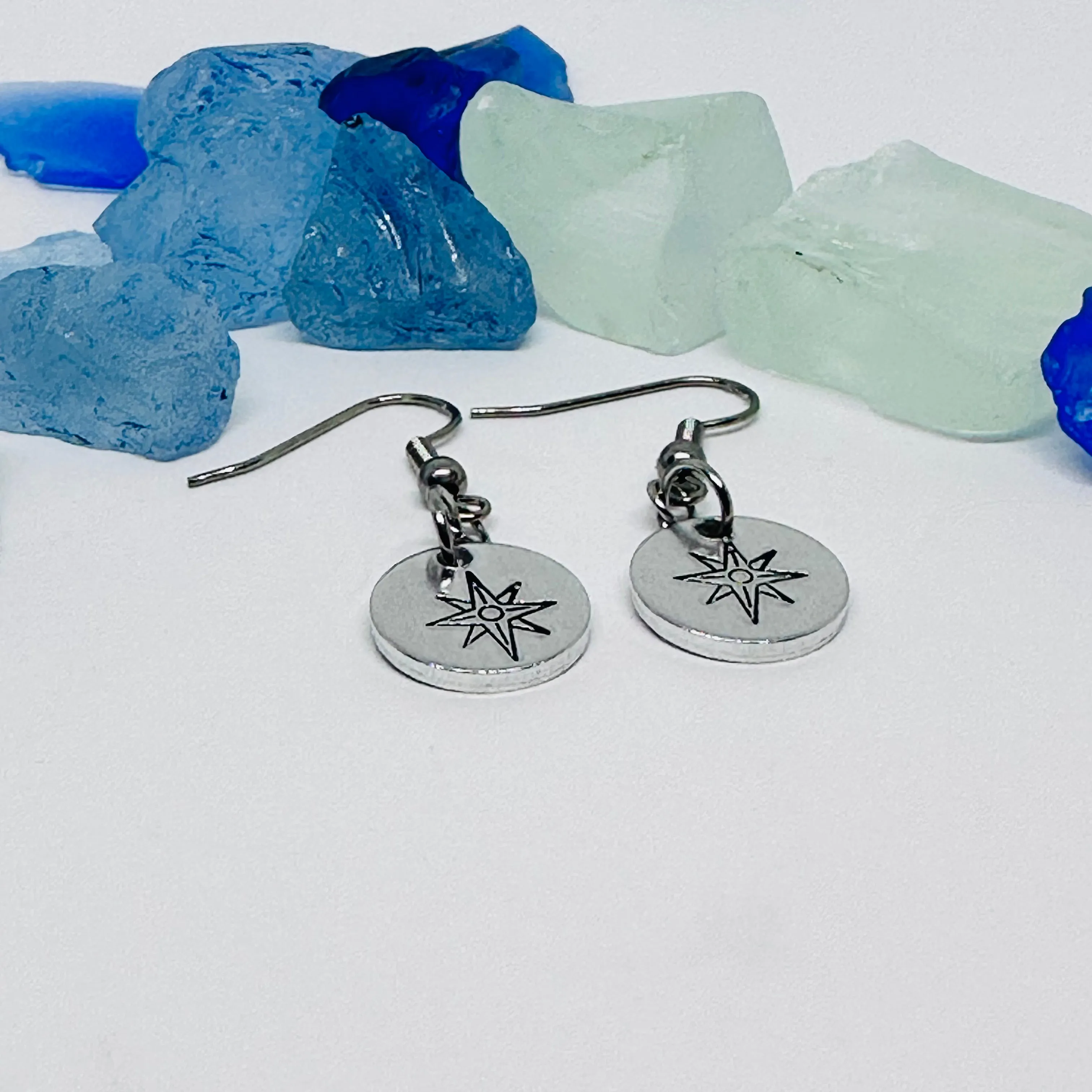Bethlehem Star Compass - Hand Stamped Earrings
