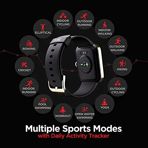 boAt Xtend Smartwatch with Alexa Built-in, 1.69” HD Display, Multiple Watch Faces, Stress Monitor, Heart & SpO2 Monitoring, 14 Sports Modes, Sleep Monitor & 5 ATM Water Resistance(Pitch Black)