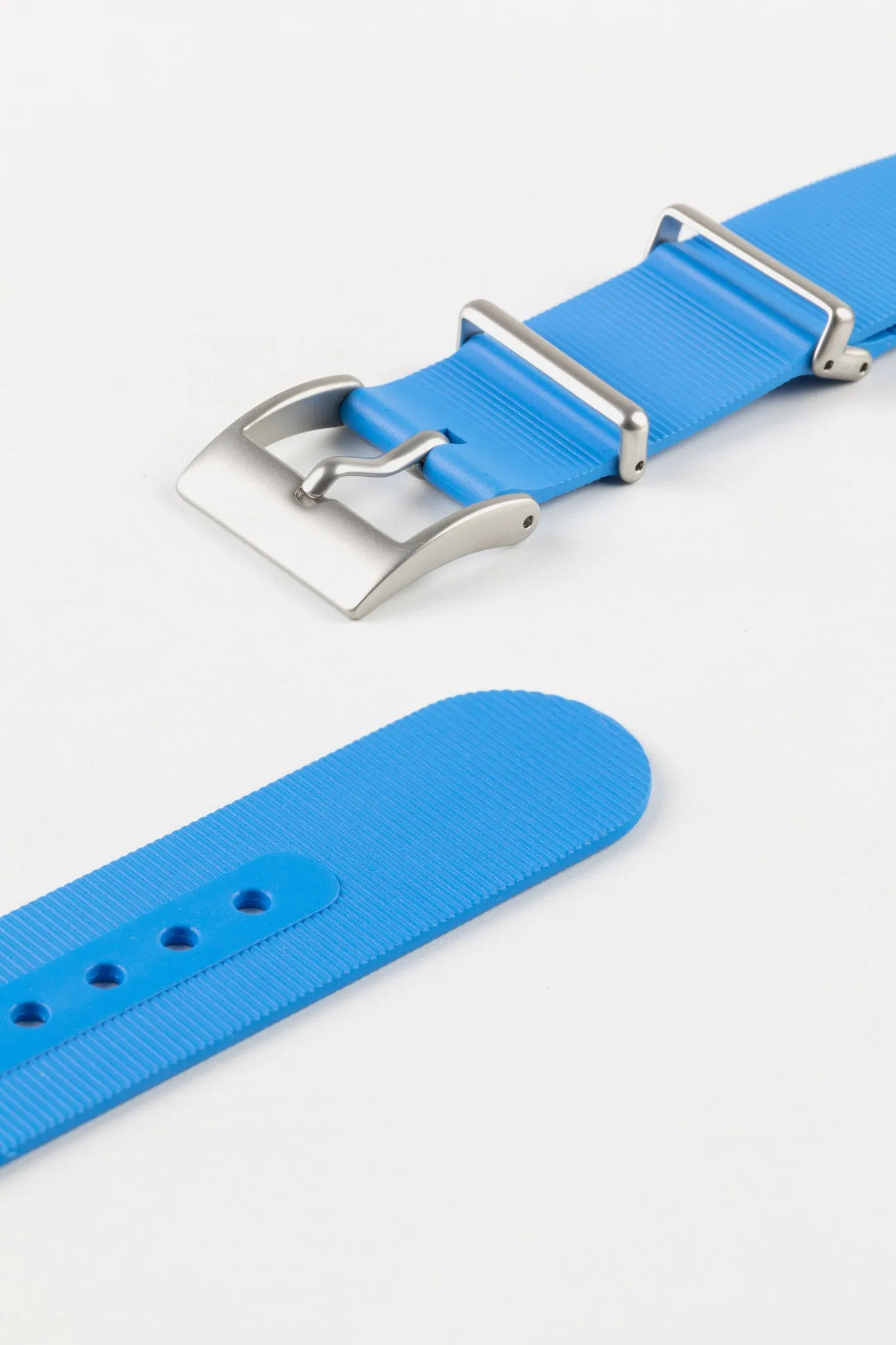 Bonetto Cinturini 328 Premium Rubber One-Piece Watch Strap in AZURE BLUE