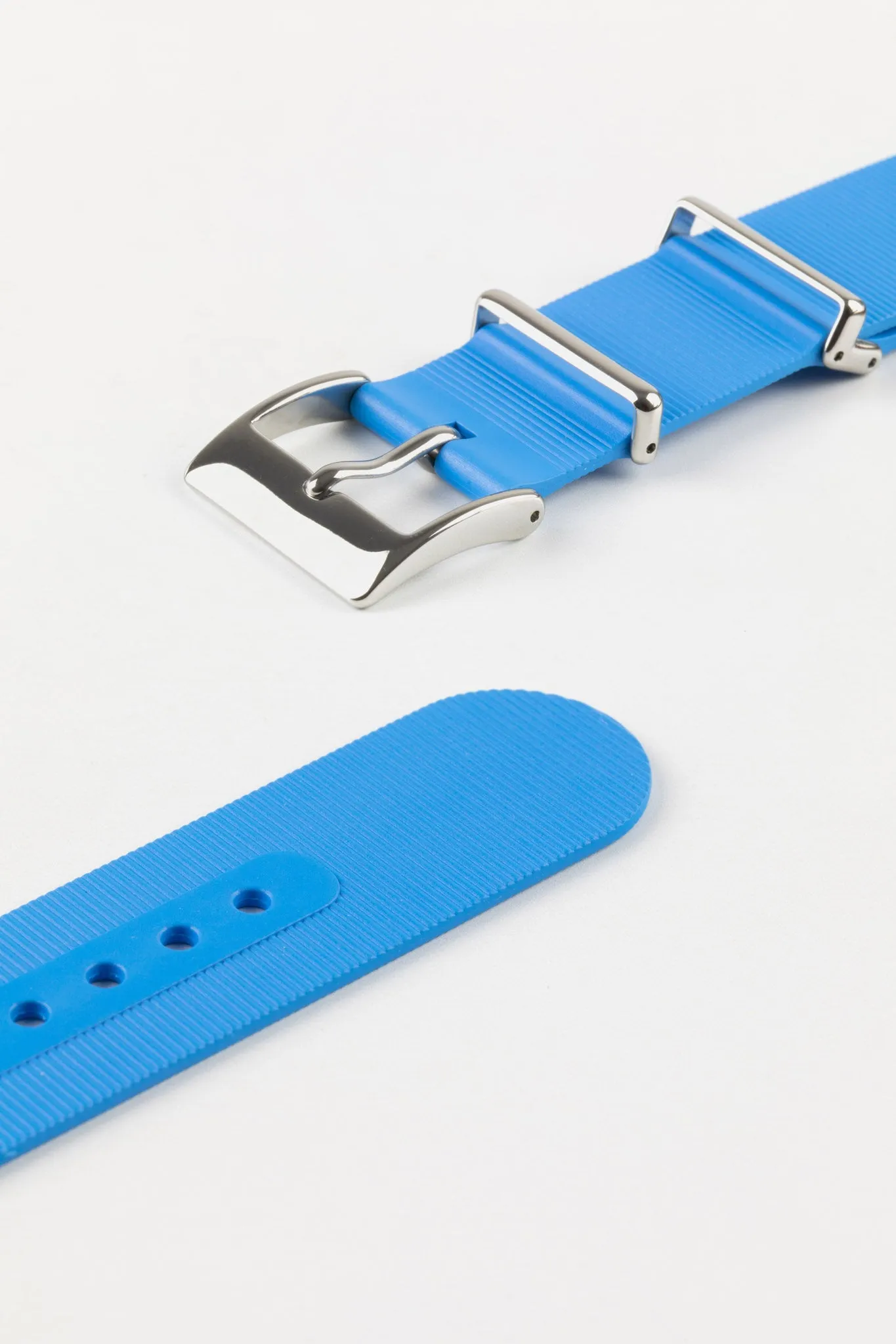 Bonetto Cinturini 328 Premium Rubber One-Piece Watch Strap in AZURE BLUE