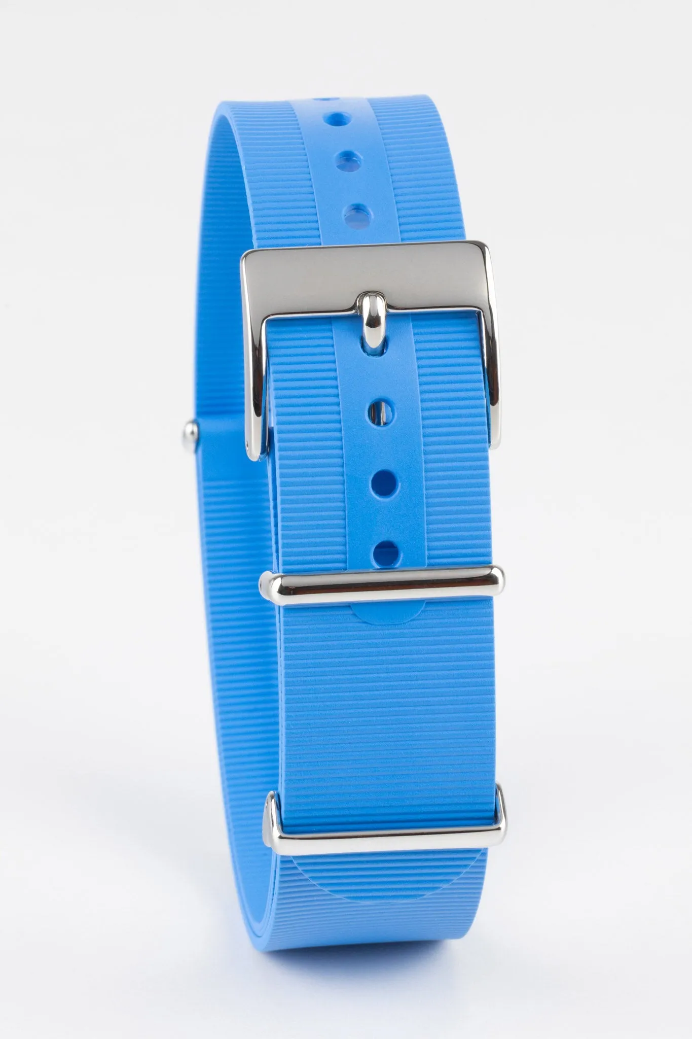 Bonetto Cinturini 328 Premium Rubber One-Piece Watch Strap in AZURE BLUE
