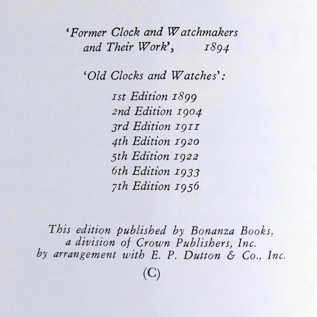 Book: Britten's Old Clocks and Watches and their Makers by G.H. Baillie et al.