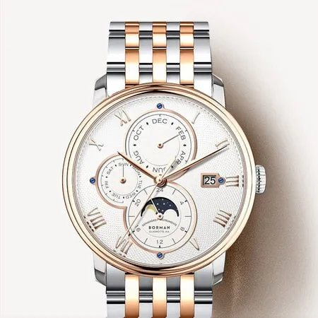 BORMAN automatic watch with Day, Date Month. Model: BORMAN14008