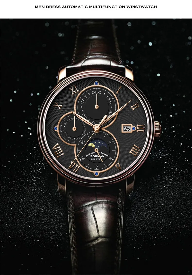 BORMAN automatic watch with Day, Date Month. Model: BORMAN14008