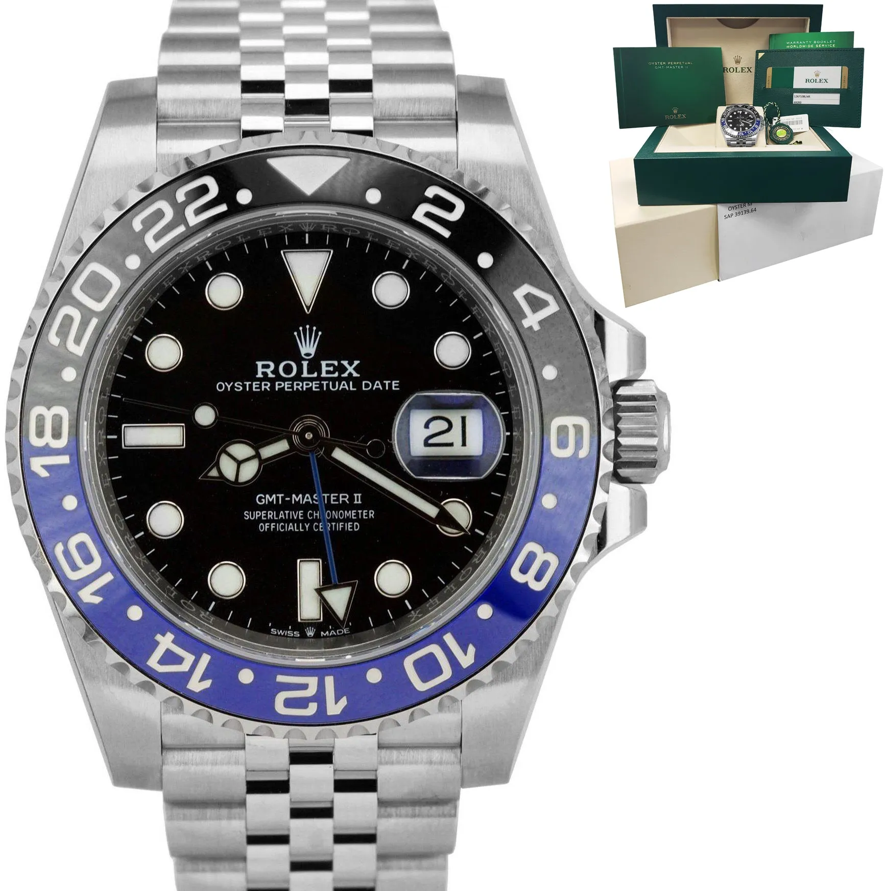 BRAND NEW 2020 Rolex GMT-Master II Batman Black Blue SS Ceramic 126710 BLNR B P