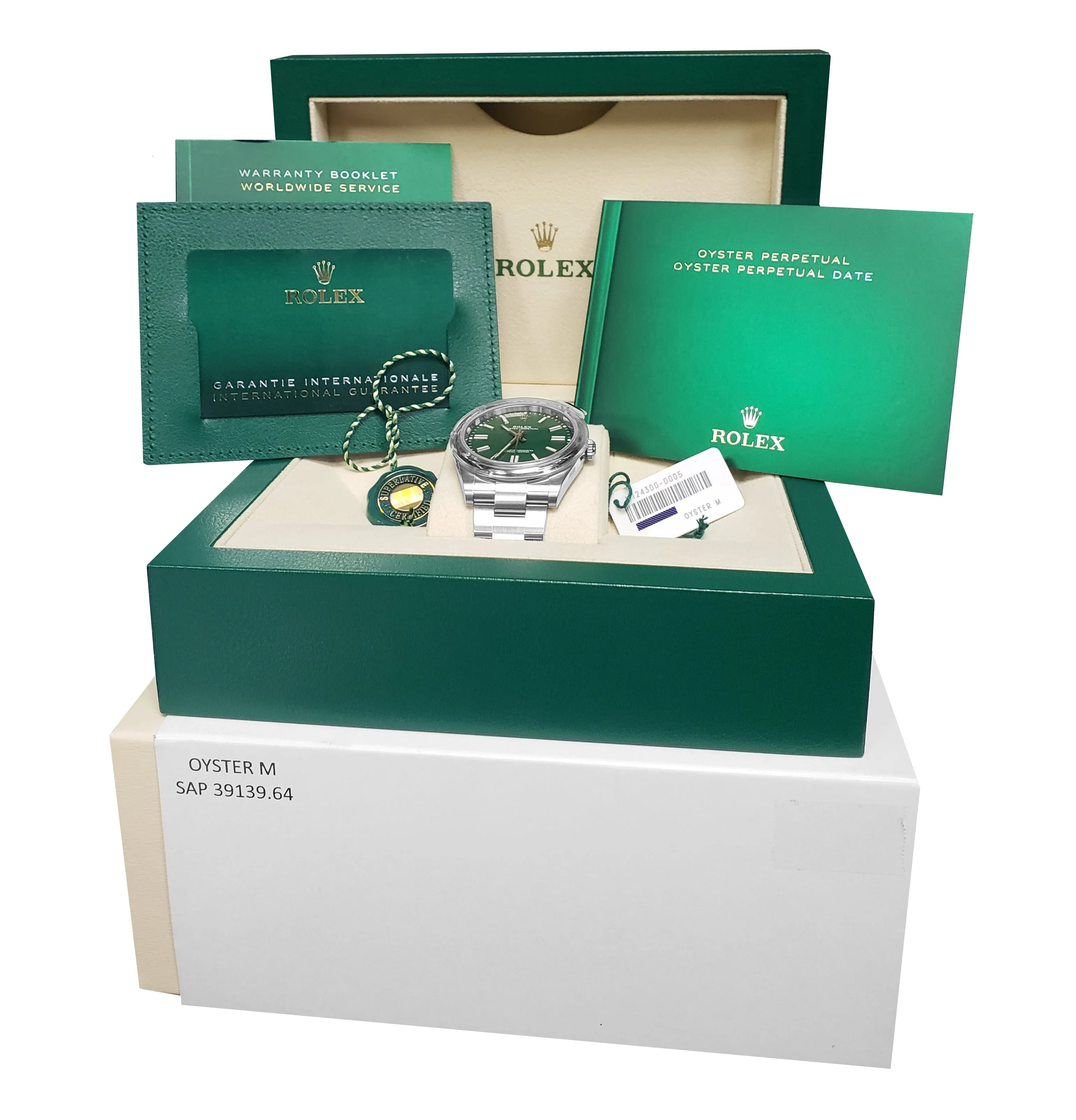 BRAND NEW MAY 2021 Rolex Oyster Perpetual 41mm GREEN Steel Oyster Watch 124300