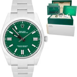 BRAND NEW MAY 2021 Rolex Oyster Perpetual 41mm GREEN Steel Oyster Watch 124300
