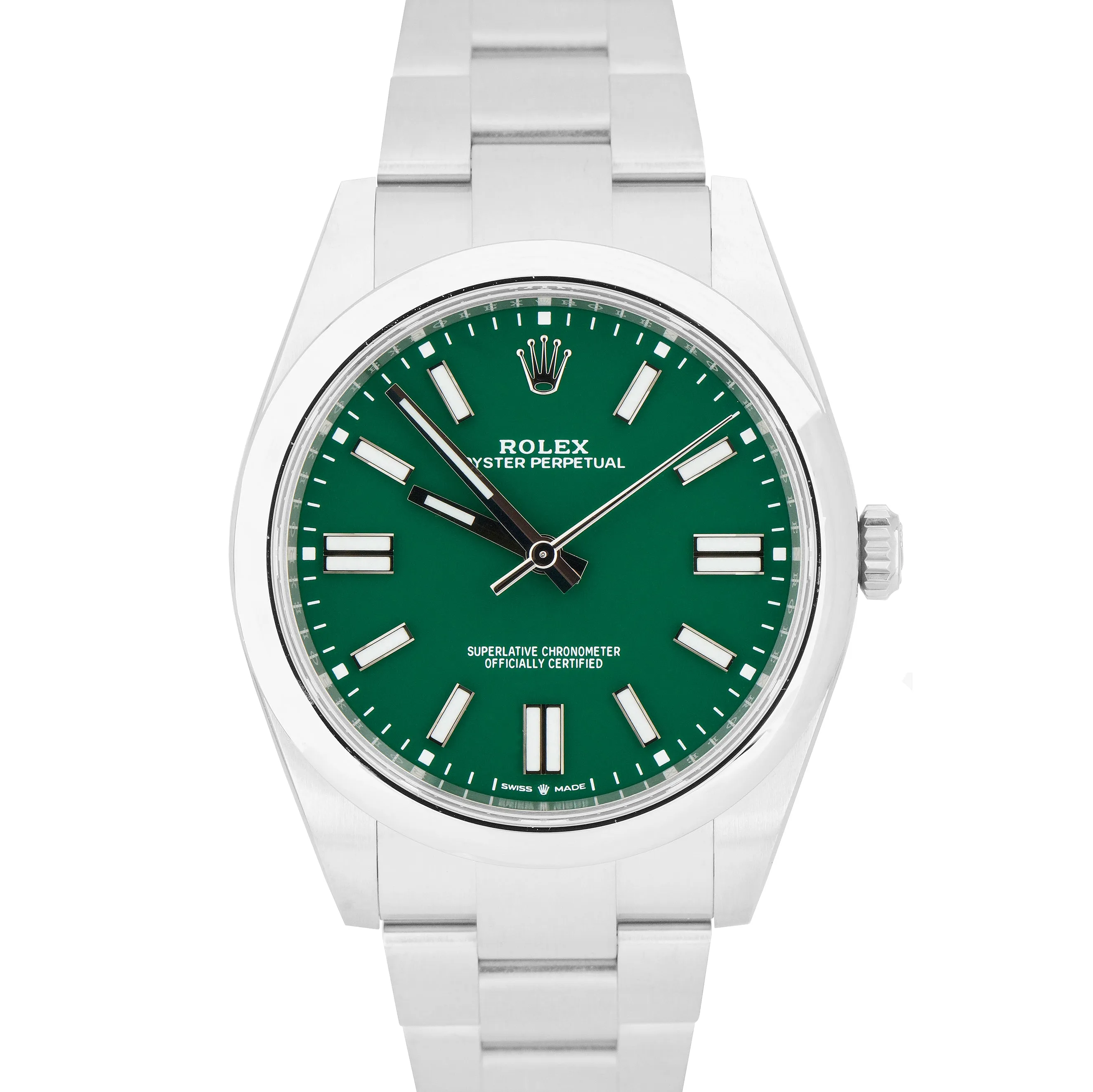 BRAND NEW MAY 2021 Rolex Oyster Perpetual 41mm GREEN Steel Oyster Watch 124300