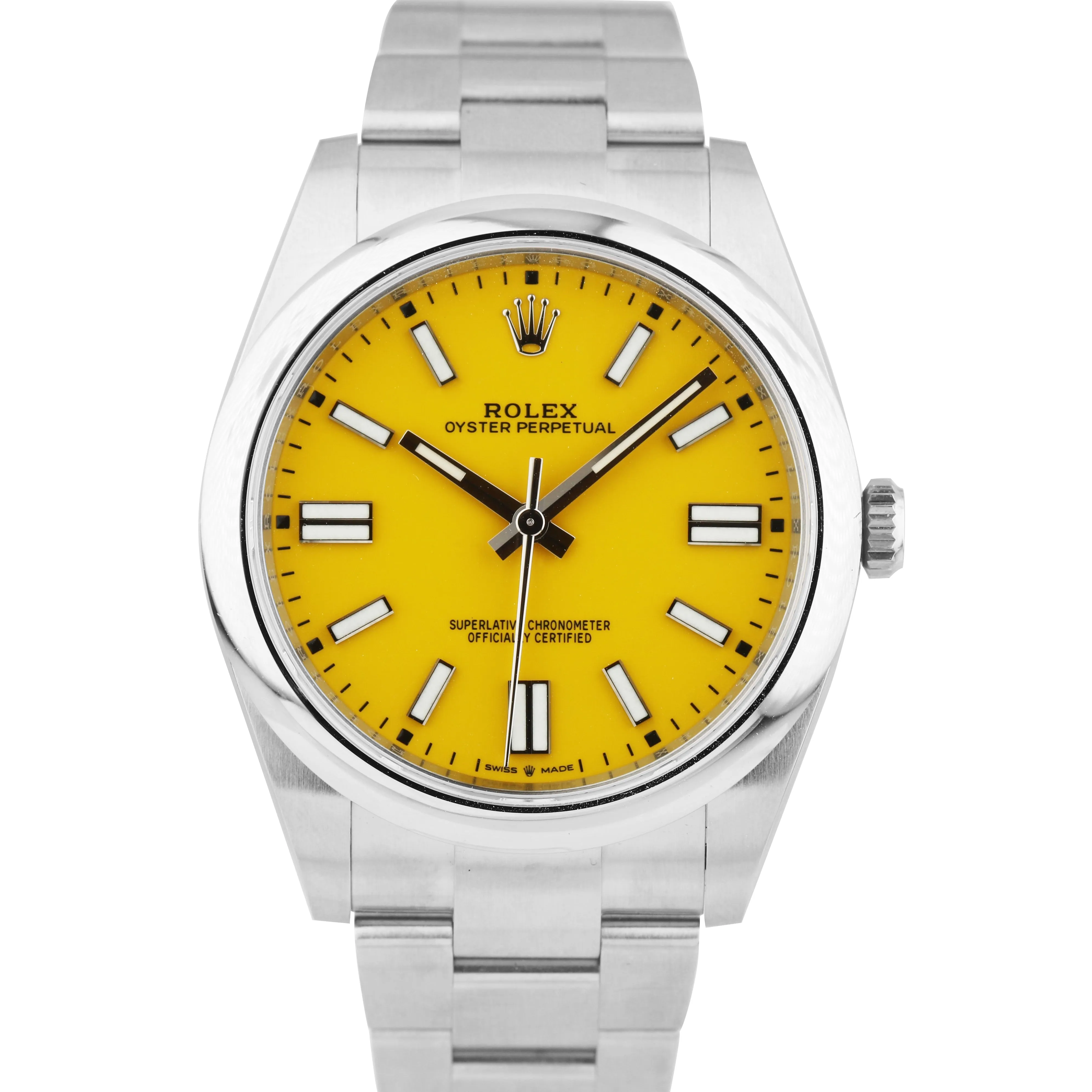 BRAND NEW SEPT 2021 Rolex Oyster Perpetual 41mm YELLOW Steel Oyster Watch 124300