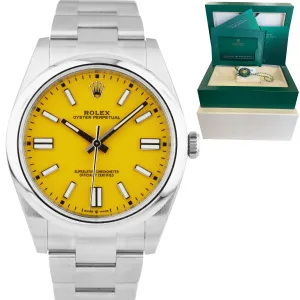 BRAND NEW SEPT 2021 Rolex Oyster Perpetual 41mm YELLOW Steel Oyster Watch 124300